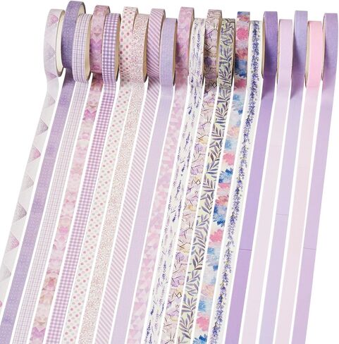 20 Rolls Scrapbook Tape 7 mm Cute Decorative Tape Set Floral Tape Pack Purple Aesthetic Colored Tape Rolls Stickers for Crafts DIY Scrapbook Bible Study Journaling Planner Supplies in Kuwait