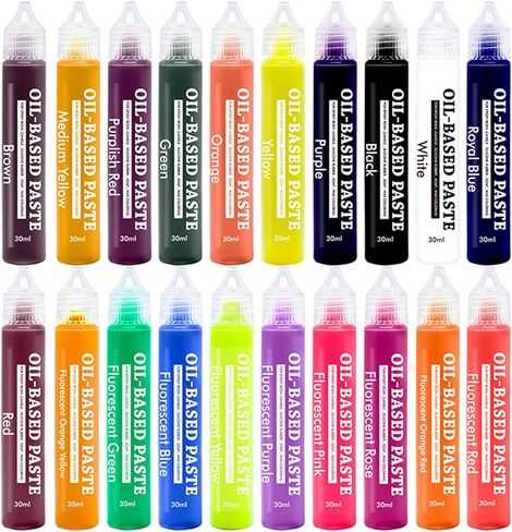 Epoxy Resin Color Pigment Oil-Based Paste Pigment, 20 Colors Highly Pigmented Paste use for Epoxy Resin, Candle, Silicone Rubber, Soap, Wax Coloring, CraftsMaking - 1 oz/30 ml Each in Kuwait