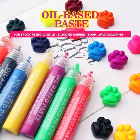 Epoxy Resin Color Pigment Oil-Based Paste Pigment, 20 Colors Highly Pigmented Paste use for Epoxy Resin, Candle, Silicone Rubber, Soap, Wax Coloring, CraftsMaking - 1 oz/30 ml Each in Kuwait