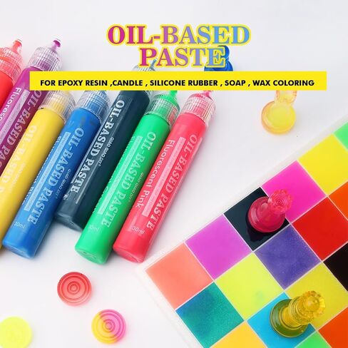 Epoxy Resin Color Pigment Oil-Based Paste Pigment, 20 Colors Highly Pigmented Paste use for Epoxy Resin, Candle, Silicone Rubber, Soap, Wax Coloring, CraftsMaking - 1 oz/30 ml Each in Kuwait