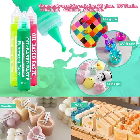 Epoxy Resin Color Pigment Oil-Based Paste Pigment, 20 Colors Highly Pigmented Paste use for Epoxy Resin, Candle, Silicone Rubber, Soap, Wax Coloring, CraftsMaking - 1 oz/30 ml Each in Kuwait