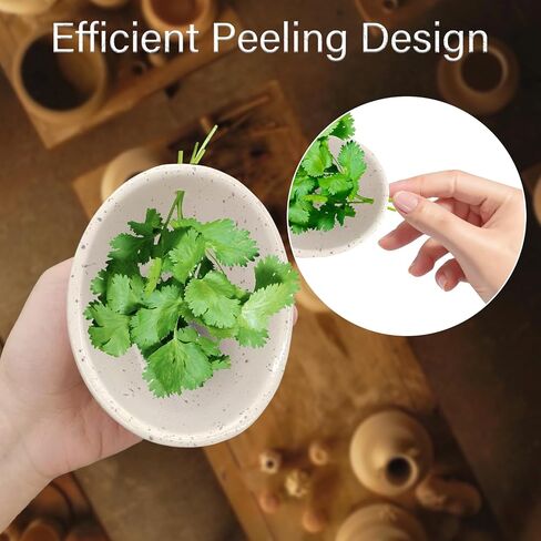 Handmade Pottery Herb Stripper Bowl - Ceramic Herb Peeler & Stripper Tool for Kitchen, BBQ, and Picnics (white) in Kuwait