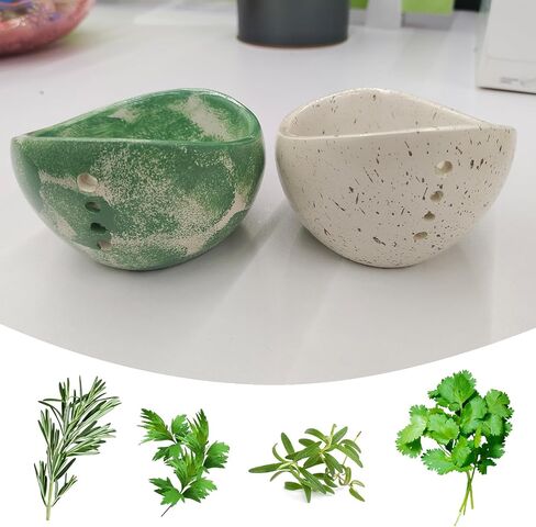 Handmade Pottery Herb Stripper Bowl - Ceramic Herb Peeler & Stripper Tool for Kitchen, BBQ, and Picnics (white) in Kuwait
