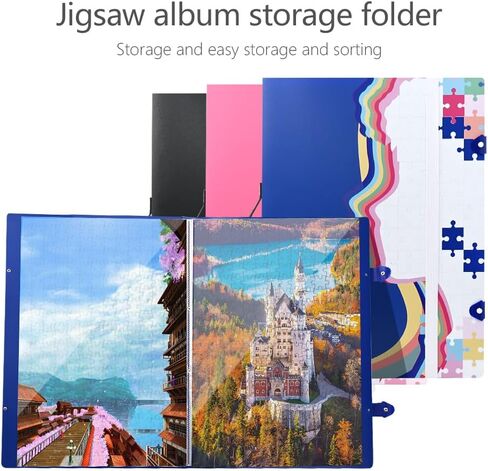 Puzzle Folder for 1000-Pieces: Large Capacity Jigsaw Puzzles Organizer Portable with 20 Pockets, Dustproof & Protective Puzzle Accessory (Pink) in Saudi Arabia