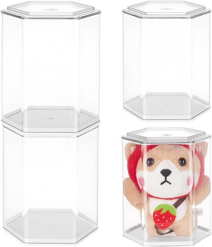 OLYCRAFT 4Pcs Minifigures Display Case 3.3x3.7x4.4 Inch Hexagonal Column Collectible Display Box Collection Minifigure Storage Clear Display Case for Minifigure Showcase for Minifigure Storage Display in Saudi Arabia
