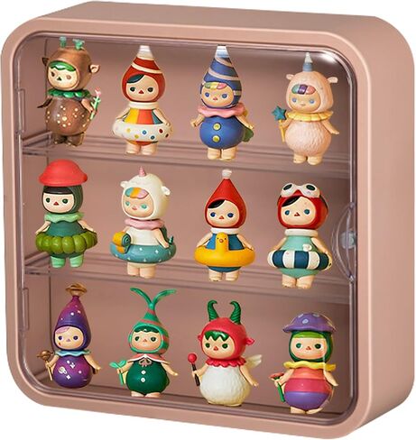 Clear Display Case for Figures, Wall-Mounted Doll Storage Box Cabinet Organizer 3-Layer Acrylic Dustproof Display Cabinet Box for Collectibles Action Figures Pop Mart (Pink) in Saudi Arabia