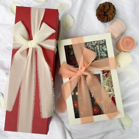 Chiffon Ribbon 6 Rolls Multicolor 1-1/4" x5 Yd Frayed Edges Ribbons for Wrapping Wedding Invitations Bridal Bouquets Crafts Gifts Holiday Party Decorations Blue, Pink in Saudi Arabia
