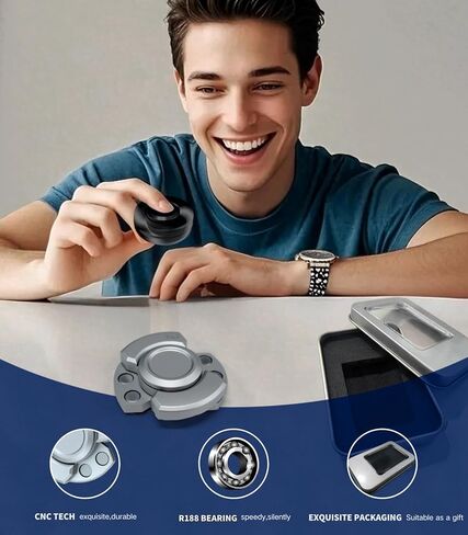 3-in-1 Alloy Fidget Spinner - Click,Slide & Spin Modes,Ultra-Silent,High-Speed Rotation,3-Minute Spin Time,Compact Stress Relief Toy for Adult in Saudi Arabia