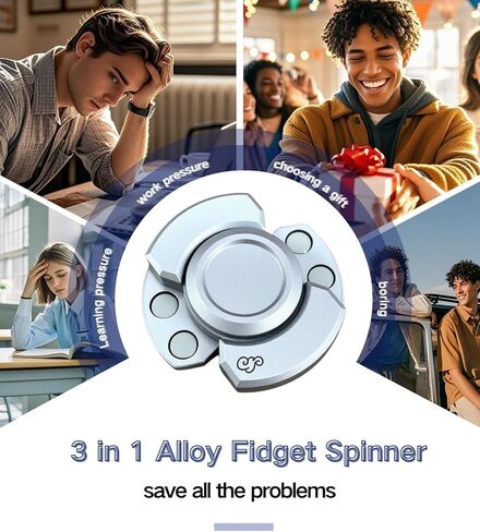 3-in-1 Alloy Fidget Spinner - Click,Slide & Spin Modes,Ultra-Silent,High-Speed Rotation,3-Minute Spin Time,Compact Stress Relief Toy for Adult in Saudi Arabia