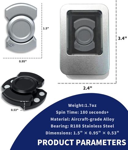 3-in-1 Alloy Fidget Spinner - Click,Slide & Spin Modes,Ultra-Silent,High-Speed Rotation,3-Minute Spin Time,Compact Stress Relief Toy for Adult in Saudi Arabia