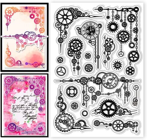 CHGCRAFT Gear Frames Clear Stamp Silicone Seal Stamps Gear Corners Frame Transparent Stamp for Crafts Stamps Cards for Card Making DIY Scrapbooking Album Journal Decoration Crafts in Kuwait