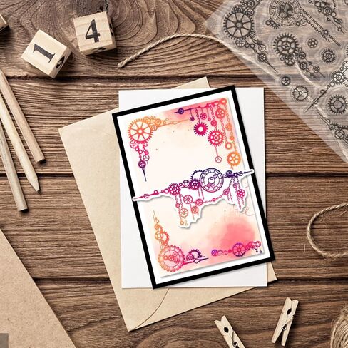 CHGCRAFT Gear Frames Clear Stamp Silicone Seal Stamps Gear Corners Frame Transparent Stamp for Crafts Stamps Cards for Card Making DIY Scrapbooking Album Journal Decoration Crafts in Kuwait