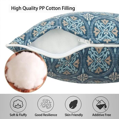 Magpie Fabrics Pack of 2 Outdoor Waterproof Lumbar Rectangular Throw Pillow with Insert, Home Decorative Toss Pillows All Weather Cushion for Patio Garden Car Office (12x20 Inch, Morgan Medal Print) in Saudi Arabia