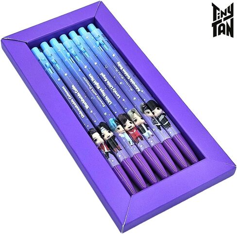 BTS Merchandise Official Licensed Kpop Merch Character Ballpoint Pen Black, 0.5mm, (1 Pack of 7 Pens) (MIC Drop Ver.) in Saudi Arabia