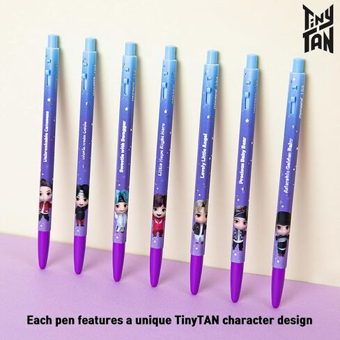 BTS Merchandise Official Licensed Kpop Merch Character Ballpoint Pen Black, 0.5mm, (1 Pack of 7 Pens) (MIC Drop Ver.) in Saudi Arabia