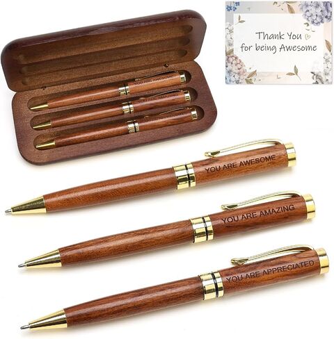 Luxury Wooden Pen Set Thank You Gifts for Women Men Friends Cool Teacher Boss Appreciation Gift for Female Coworkers Nice Engraved Pens Gifts Office Business Pens Work Employee Gratitude Gift in Saudi Arabia
