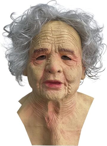 Halloween old Man and Woman Mask Granny Plays Mask Cosplay Party Face Props Halloween Party Prank Props Dress up props in Saudi Arabia