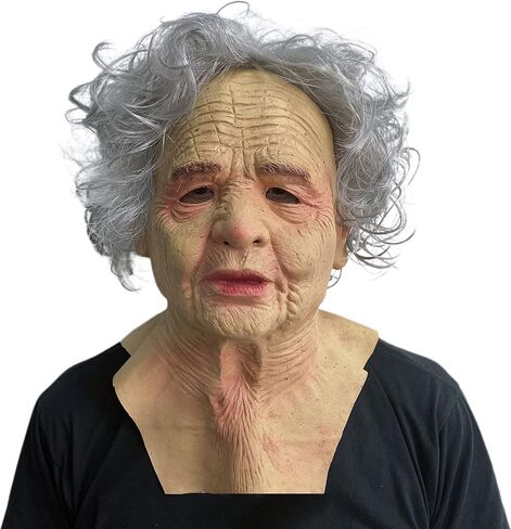 Halloween old Man and Woman Mask Granny Plays Mask Cosplay Party Face Props Halloween Party Prank Props Dress up props in Saudi Arabia