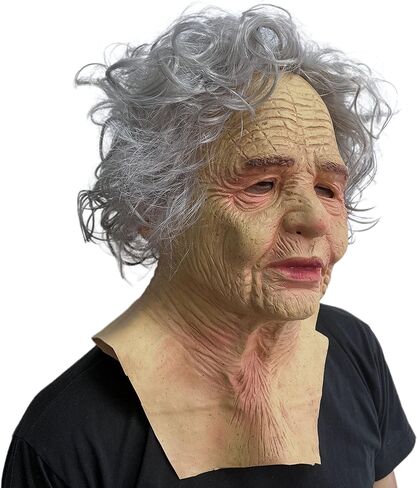 Halloween old Man and Woman Mask Granny Plays Mask Cosplay Party Face Props Halloween Party Prank Props Dress up props in Saudi Arabia