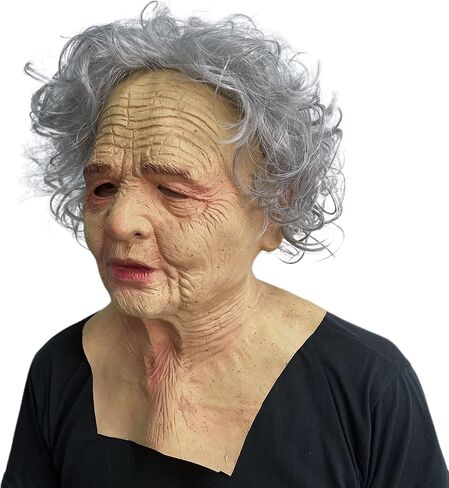 Halloween old Man and Woman Mask Granny Plays Mask Cosplay Party Face Props Halloween Party Prank Props Dress up props in Saudi Arabia