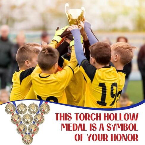 Quelay 24 Pcs 2.8 Inch Victory Torch Award Medals with Neck Ribbons, 3D Genuine Gold Medals Bulk 1st Trophy Award Prize for Adults Grad Winner Athletes, Competitions Sports Graduation Party Favors in Saudi Arabia