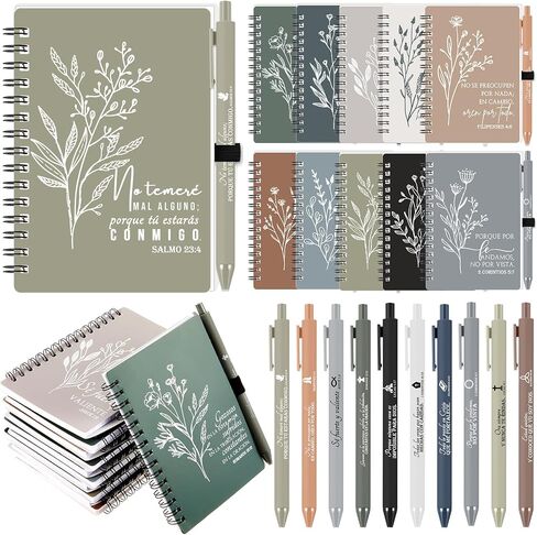 Kosiz 30 Sets Christian Gifts Spanish Bible Verse Pocket Spiral Notebooks Inspirational Small Journal and Ballpoint Pens Church Religious Mother's Day Supplies (Watercolor,Classic) in Saudi Arabia