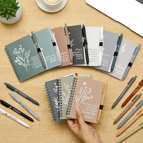 Kosiz 30 Sets Christian Gifts Spanish Bible Verse Pocket Spiral Notebooks Inspirational Small Journal and Ballpoint Pens Church Religious Mother's Day Supplies (Watercolor,Classic) in Saudi Arabia