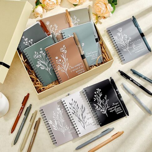 Kosiz 30 Sets Christian Gifts Spanish Bible Verse Pocket Spiral Notebooks Inspirational Small Journal and Ballpoint Pens Church Religious Mother's Day Supplies (Watercolor,Classic) in Saudi Arabia