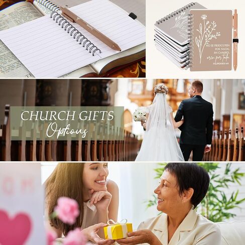 Kosiz 30 Sets Christian Gifts Spanish Bible Verse Pocket Spiral Notebooks Inspirational Small Journal and Ballpoint Pens Church Religious Mother's Day Supplies (Watercolor,Classic) in Saudi Arabia