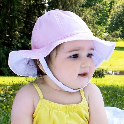 قبعات شمسية ذات وجهين للفتيات من Wee Ones مع أشرطة للذقن، أنيقة ومسامية، جاهزة للصيف in Kuwait