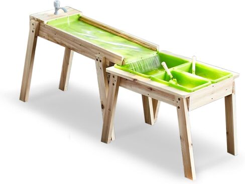 Kids 3 Sets Rushing River Falls Sensory Table, Wood Sand Playset for Kids, Outdoor Wooden Toy Play Water Set for Boys and Girls, Picnic Table for Outdoor Backyard Splash (Natural2) in Saudi Arabia
