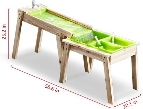 Kids 3 Sets Rushing River Falls Sensory Table, Wood Sand Playset for Kids, Outdoor Wooden Toy Play Water Set for Boys and Girls, Picnic Table for Outdoor Backyard Splash (Natural2) in Saudi Arabia