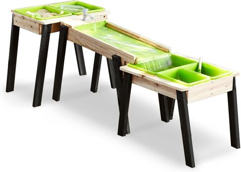 Kids 3 Sets Rushing River Falls Sensory Table, Wood Sand Playset for Kids, Outdoor Wooden Toy Play Water Set for Boys and Girls, Picnic Table for Outdoor Backyard Splash (Natural2) in Saudi Arabia