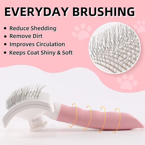 Dog Self-Cleaning Slicker Brush with One Button Fur Removal Deshedding Brush for Dogs and Cats with Long Hair for Shedding Massaging Grooming Green in Saudi Arabia