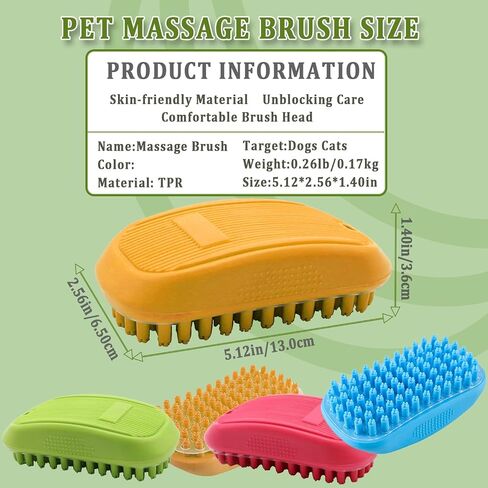 Taeku Dog Bath Brush, Rubber Shampoo Grooming Pet Brush Soft Shedding Bathing Hair Accessories Back Massage Cat Brush for Long Short Fur (Green) in Saudi Arabia