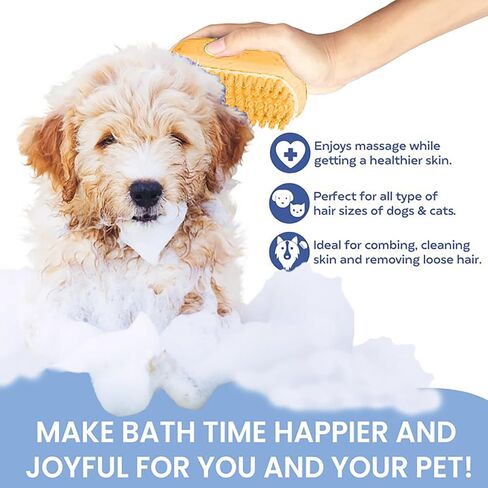 Taeku Dog Bath Brush, Rubber Shampoo Grooming Pet Brush Soft Shedding Bathing Hair Accessories Back Massage Cat Brush for Long Short Fur (Green) in Saudi Arabia