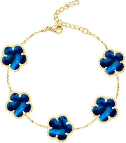 18K Gold Plated Clover Bracelet |Adjustable Bracelets| Lucky Flower Cute Link Bracelets Jewelry Gifts for Women in Saudi Arabia