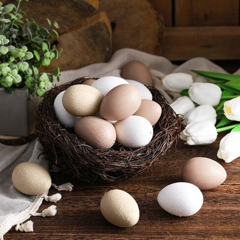 24 Pcs Easter Speckled Eggs Textured Plastic Eggs Neutral Easter Decor Pastel Fake Chicken Eggs Easter Bowl Basket Vase Fillers Rustic Spring Easter Decor for Home Table Egg Hunts (Matt) in Kuwait