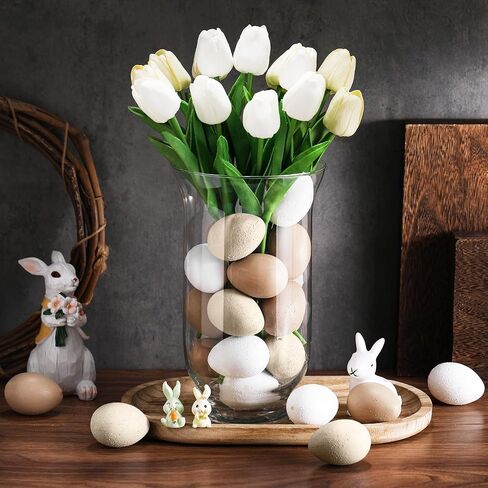 24 Pcs Easter Speckled Eggs Textured Plastic Eggs Neutral Easter Decor Pastel Fake Chicken Eggs Easter Bowl Basket Vase Fillers Rustic Spring Easter Decor for Home Table Egg Hunts (Matt) in Kuwait