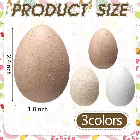 24 Pcs Easter Speckled Eggs Textured Plastic Eggs Neutral Easter Decor Pastel Fake Chicken Eggs Easter Bowl Basket Vase Fillers Rustic Spring Easter Decor for Home Table Egg Hunts (Matt) in Kuwait