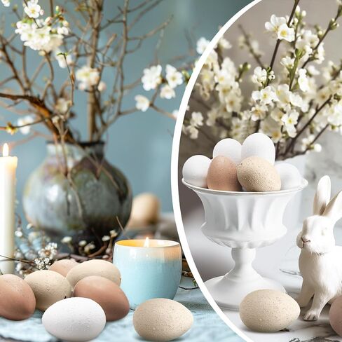 24 Pcs Easter Speckled Eggs Textured Plastic Eggs Neutral Easter Decor Pastel Fake Chicken Eggs Easter Bowl Basket Vase Fillers Rustic Spring Easter Decor for Home Table Egg Hunts (Matt) in Kuwait