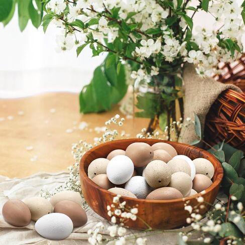 24 Pcs Easter Speckled Eggs Textured Plastic Eggs Neutral Easter Decor Pastel Fake Chicken Eggs Easter Bowl Basket Vase Fillers Rustic Spring Easter Decor for Home Table Egg Hunts (Matt) in Kuwait