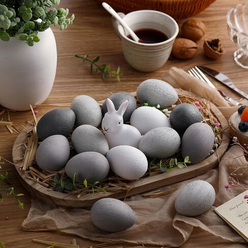 24 Pcs Easter Speckled Eggs Textured Plastic Eggs Neutral Easter Decor Pastel Fake Chicken Eggs Easter Bowl Basket Vase Fillers Rustic Spring Easter Decor for Home Table Egg Hunts (Matt) in Kuwait