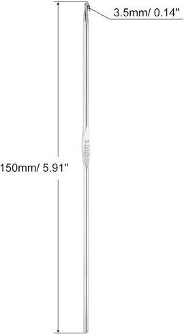uxcell 24pcs Crochet Hooks 3.5mm Iron Knitting Needles Comfortable Smooth Crochet Needles for DIY Craft Yarn, Silver Tone in Saudi Arabia