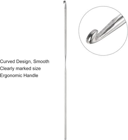 uxcell 24pcs Crochet Hooks 3.5mm Iron Knitting Needles Comfortable Smooth Crochet Needles for DIY Craft Yarn, Silver Tone in Saudi Arabia
