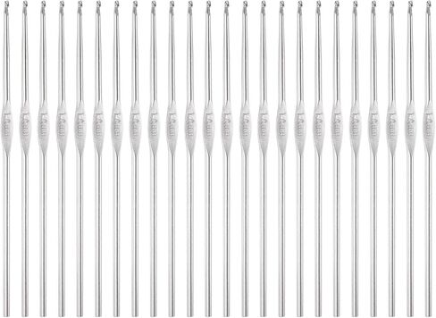 uxcell 24pcs Crochet Hooks 3.5mm Iron Knitting Needles Comfortable Smooth Crochet Needles for DIY Craft Yarn, Silver Tone in Saudi Arabia