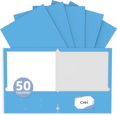 50 Pack Upgraded Pocket Folders,File Folders with Pockets Fit Letter Size Paper,File Folders Letter Size,Folders with Pockets for School Office Business Home,Sky Blue in Saudi Arabia