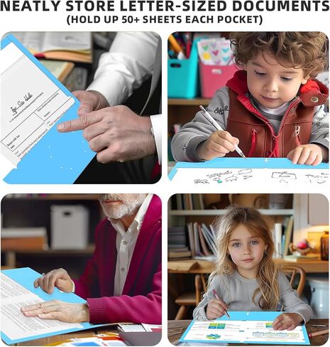50 Pack Upgraded Pocket Folders,File Folders with Pockets Fit Letter Size Paper,File Folders Letter Size,Folders with Pockets for School Office Business Home,Sky Blue in Saudi Arabia
