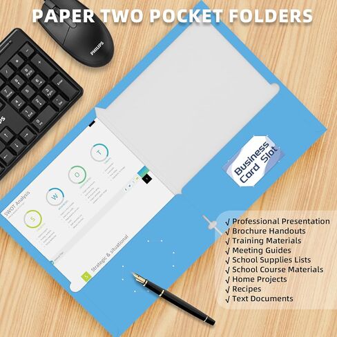 50 Pack Upgraded Pocket Folders,File Folders with Pockets Fit Letter Size Paper,File Folders Letter Size,Folders with Pockets for School Office Business Home,Sky Blue in Saudi Arabia