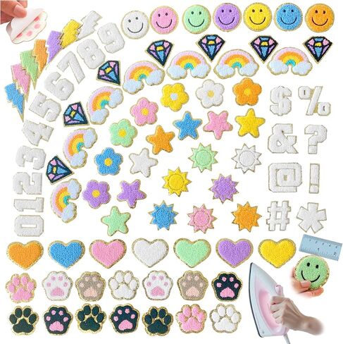88pc USA Brand Self Reshesive Patches (الأشكال) أحرف تشنيل بقع تشنيل تلتصق على رسائل لالحفاد على الظهر قشر وملصقات حروف غامضة. in Saudi Arabia